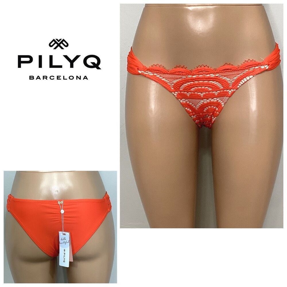New. Pilyq lace fanned full bikini bottom. Small